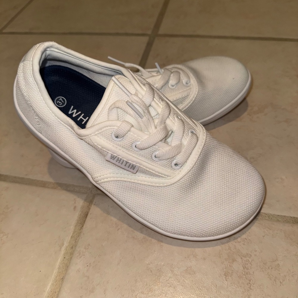 WHITIN Women Barefoot Sneakers White Mesh Minimalist Wide Toe Shoes Size 37